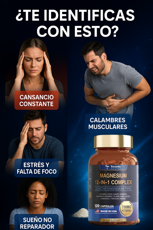 ⚡ Magnesio 12-en-1: Un apoyo completo para tu energía, descanso y bienestar diario. 🌿