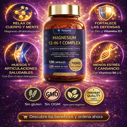 ⚡ "Magnesio 12 en 1: energía estable, sueño profundo y mejor recuperación" 🌿
