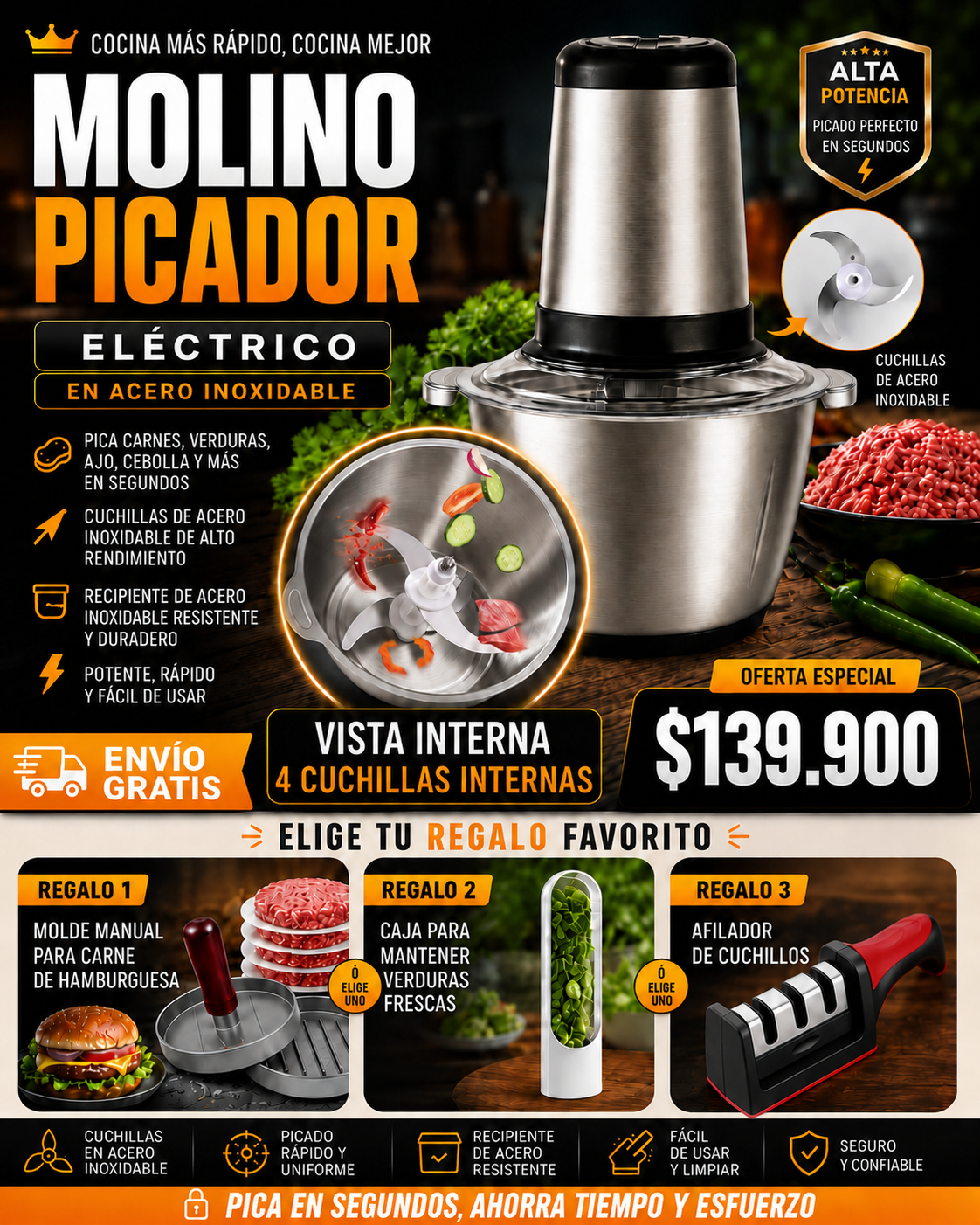 Molino Picador Eléctrico + Obsequio