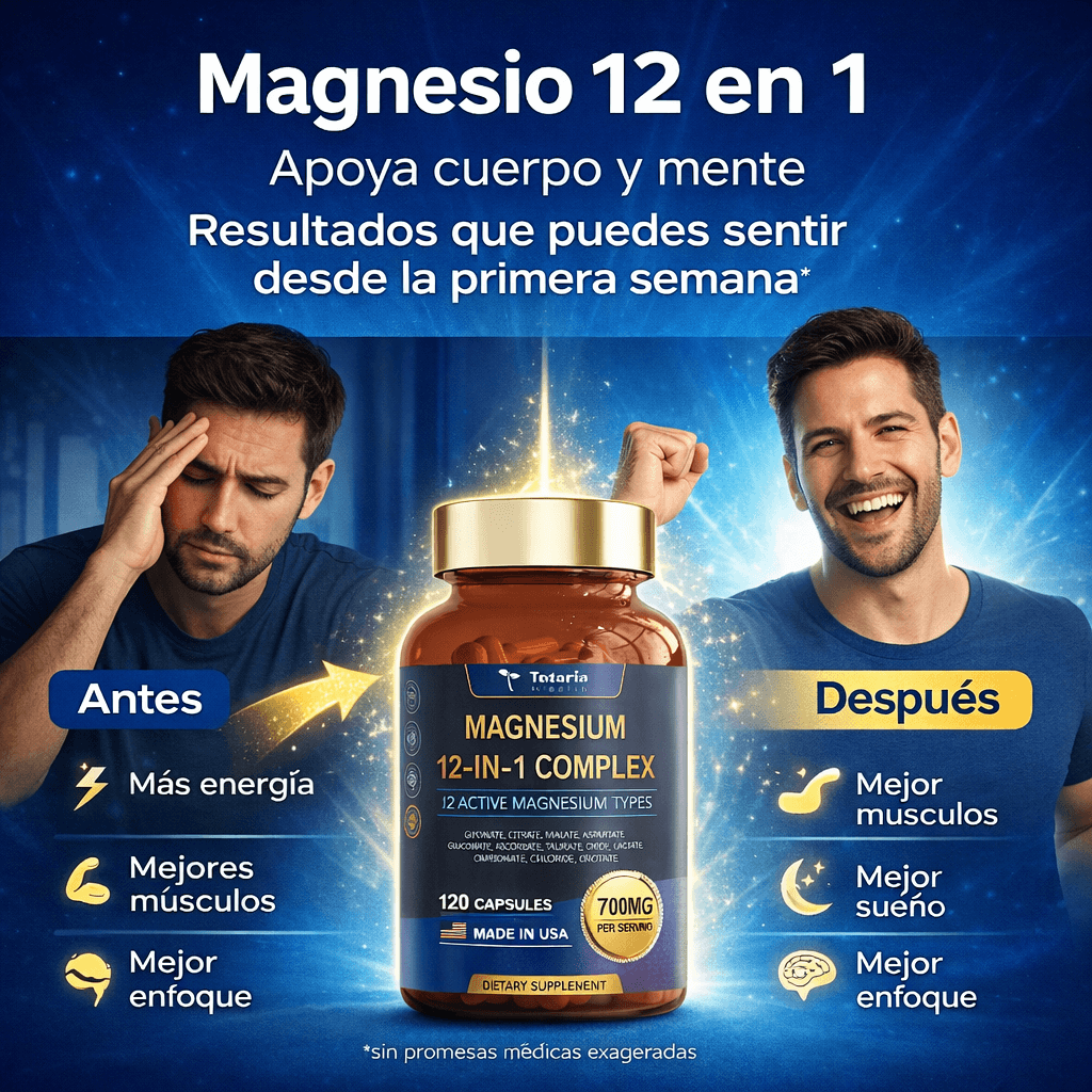 ⚡ "Magnesio 12 en 1: energía estable, sueño profundo y mejor recuperación" 🌿