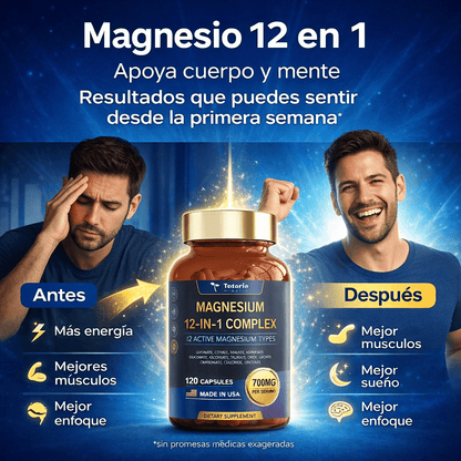 ⚡ "Magnesio 12 en 1: energía estable, sueño profundo y mejor recuperación" 🌿