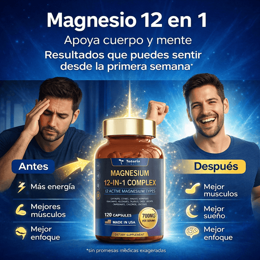 ⚡ "Magnesio 12 en 1: energía estable, sueño profundo y mejor recuperación" 🌿