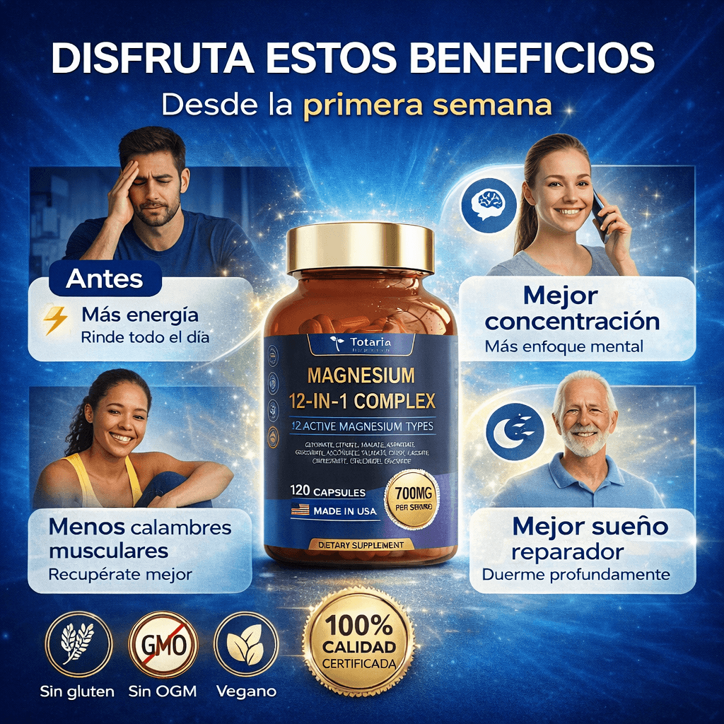 ⚡ "Magnesio 12 en 1: energía estable, sueño profundo y mejor recuperación" 🌿